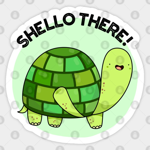 Shello There Cute Tortoise Greeting Pun Sticker by punnybone